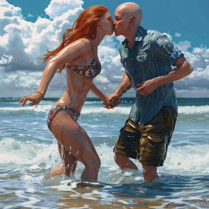A photorealistic high resolution image. Light ginger haired fema...