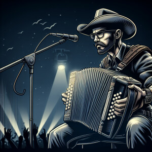 Ypung Bald guy with glasses and beard mexican playing Boston aco...