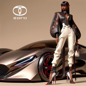 cartoon Betty Boop with brown skin, adorned in a stylish Gucci o...