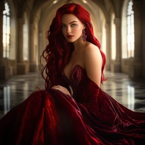 A breathtakingly beautiful young woman with flowing, cascading d...