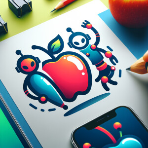 Create a logo of feud between Apple iPhone and Android