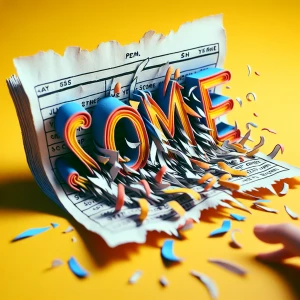 A paper that has written "SCOME" is torn apart