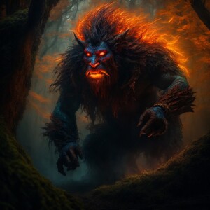 In the shadowy depths of a desolate forest, a cimmerian solar tr...