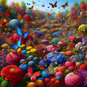 Create an image of a vibrant garden brimming with a diverse arra...