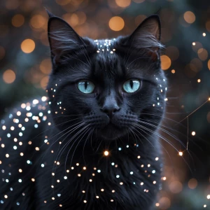 Black cat with lot of sparkles shine