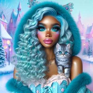 An airbrushed image of a fantasy-inspired Afro Latina girl with...