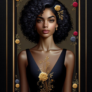 Create a vertical 3-D portrait of a light-skinned African-Americ...