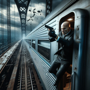 Create for me a real scene, a hyper-realistic image, a man in a...