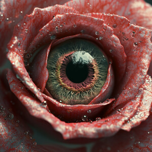 Create a hyper-realistic 3D image of a rose with an intricately...