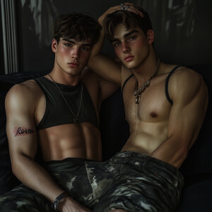 aidmaMJ6.1, 2boys, European face , Handsome, attractive, realist...