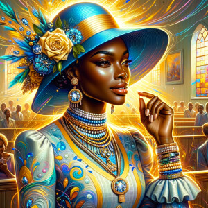 A spiritually enriching illustration portrays an African America...