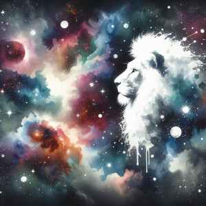 A cosmic outer space pretty watercolor graphic splattered on the...