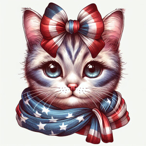 A cartoon of a mature cat gazing into the camera while sporting...