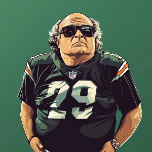 Danny DeVito as NFL player, in GTA art style.