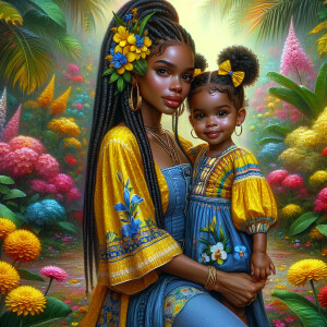 A tender depiction of a Bohemian mother with her child, both sty...