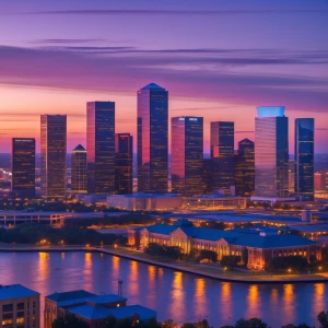 Create an image depicting the skyline of Houston, Texas, featuri...