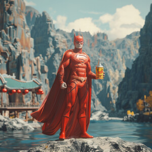 Superman in Russia with beer