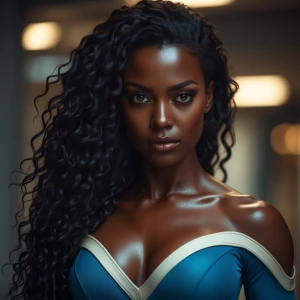 Full body wide shots from beneath Ultra Dynamic, an African Amer...