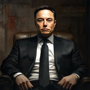 Elon Musk,Make a photorealistic picture of him as a mafia boss,...