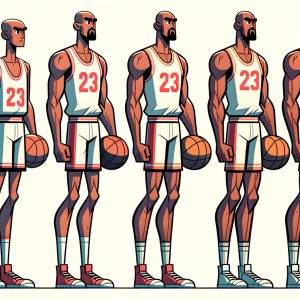 Create a series of images showing LeBron James in different bask...