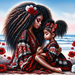 A tender depiction of a Bohemian mother with her child, both sty...