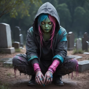 The scene features a character in a tattered, hooded outfit, rem...