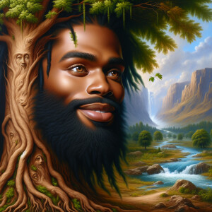 A hyper-realistic 3-D oil painting depicting a tree integrated w...