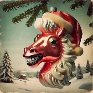 Photorealistic A photo of a 1950s kitschy blown glass Christmas...