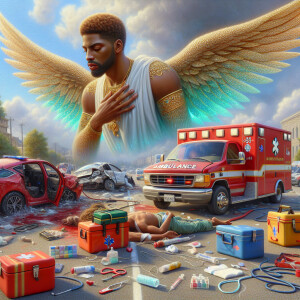 Create a realistic 3D oil painting depicting a scene of emergenc...