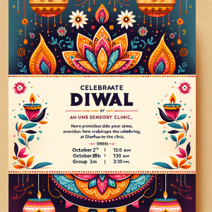 Design a festive Diwali greeting card for "Swatva Sensory Clinic...