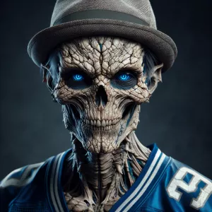 Hyper-realistic highly-detailed anthropomorphic skullfaced man,...