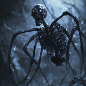 Dangerous hybrid creature combining a spider and a human skeleto...
