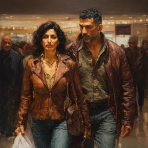 hyperrealism painting.a indian criminal sweaty muscular beefy m...