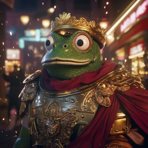Pepe the Frog in carton style dressed as an ancient Roman empero...