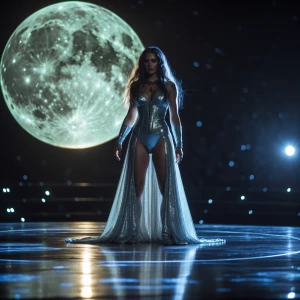 In the midst of a lunar virtual concert, a solitary figure stand...