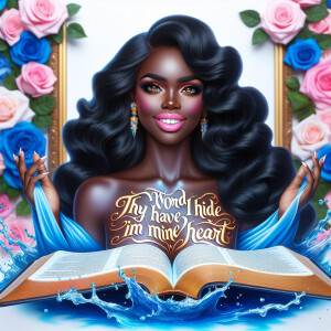 Create an image of an ultra-light-skinned African-American woman...