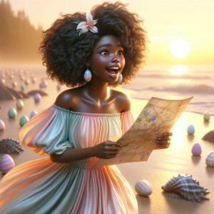 Envision a digital illustration depicting a joyful African Ameri...