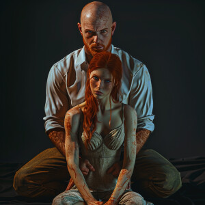 A photorealistic high resolution image. Light ginger haired fema...