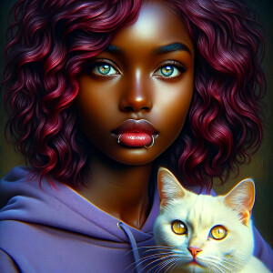 Create a hyper realistic oil painting of a African American , gl...
