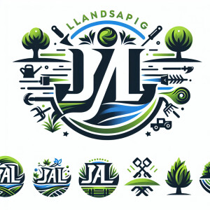 a logo with the letters, JAL  Albrights landscaping company