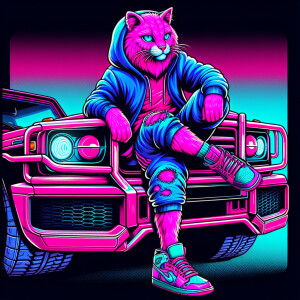Create a colorful/psyscadelic character of pink panther wearing...