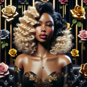 Create a vertical 3-D portrait of a light-skinned African-Americ...