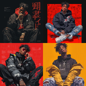 "The rapper 21 savage face and wearing stylish outfit sitting i...