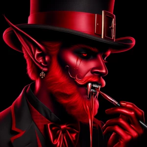 Gorgeous Epic portrait of a bone chilling leprechaun crimson soa...