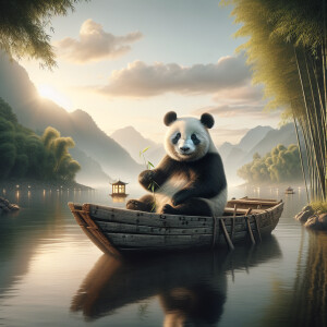 Panda on a boat