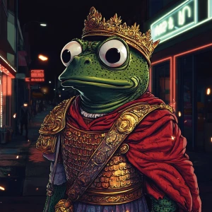 Pepe the Frog in carton style dressed as an ancient Roman empero...