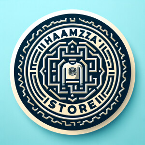 Create a realistic logo with the text "HAMZA STORE" and a pictur...