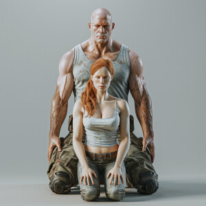 A photorealistic high resolution image. Light ginger haired fema...