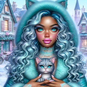 An airbrushed image of a fantasy-inspired Afro Latina girl with...