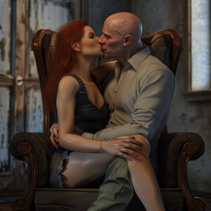 A photorealistic high resolution image. Light ginger haired fema...